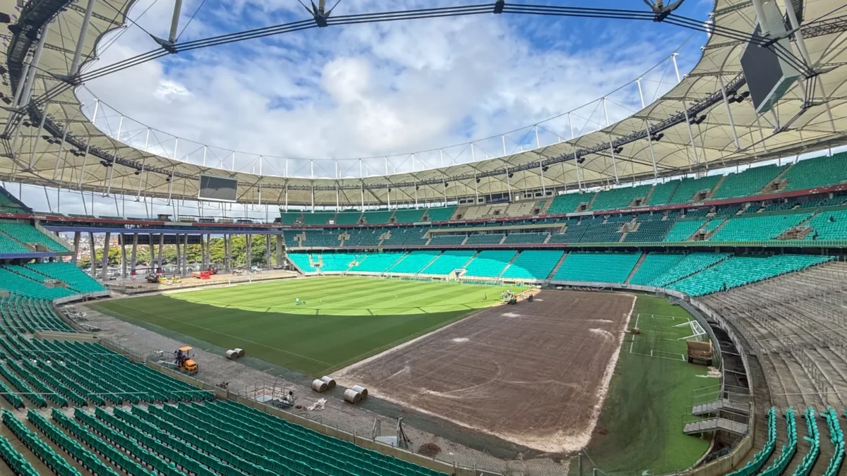 Arena Fonte Nova realiza manutenção preventiva no gramado para garantir padrão de excelência ao longo da temporada